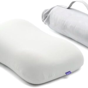 Cushion Lab Travel Deep Sleep Pillow – Compact Memory Foam Neck Pillow for Sleeping, Portable Pillow for Hotels, Camping, Side & Back Sleepers, On-The-Go – Calm Grey