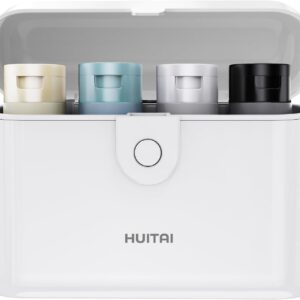 Travel Bottles with Case, 4x2oz TSA Approved, Leak-Proof, Press to Unlock, Compact & Portable Travel Toiletries (White)