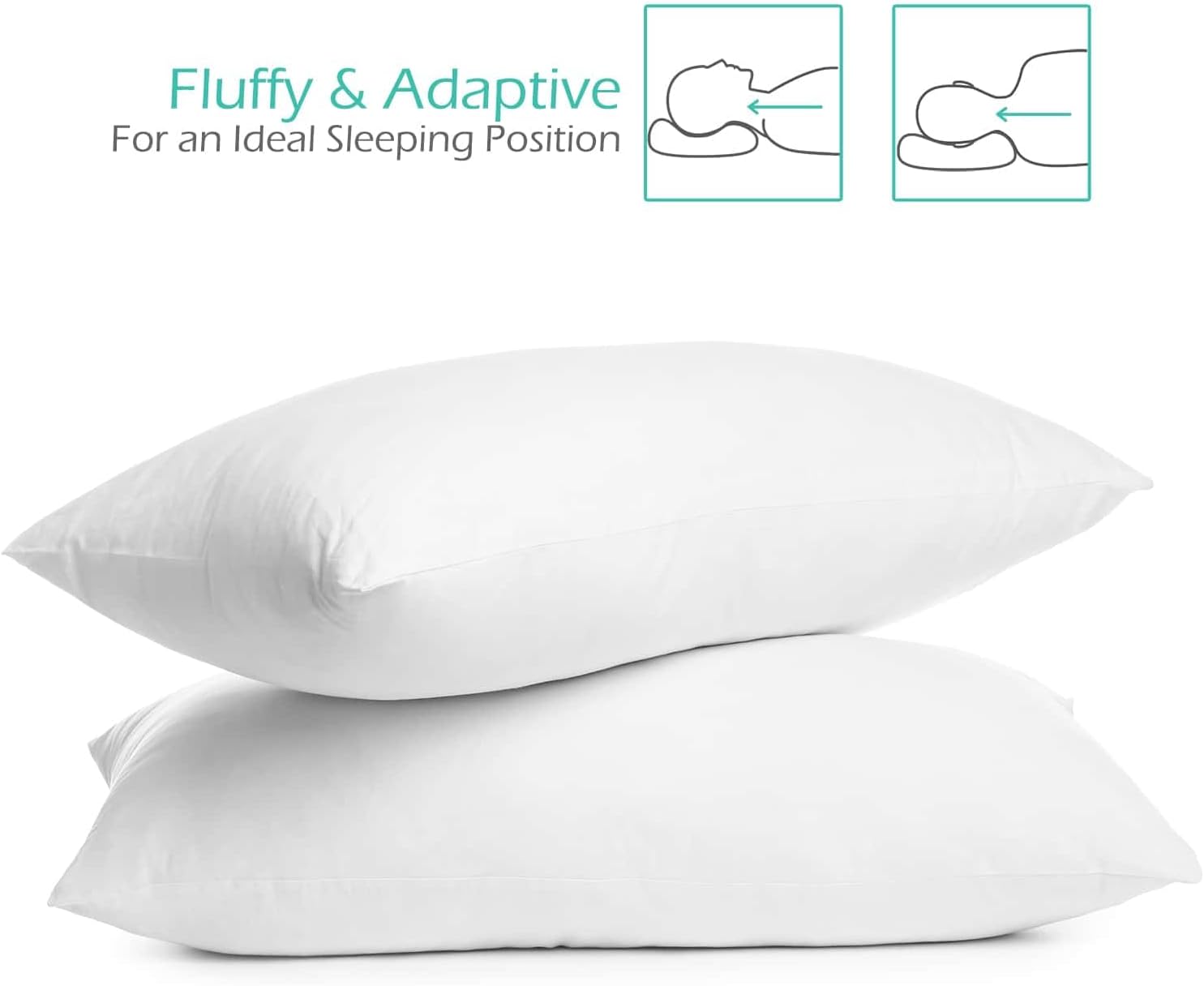 Nestl 2 Pack Toddler Pillow for Sleeping 13 x 18, Small Kids Pillow for Travel, Car, School, Nap, & Toddler Bed, Machine Washable Soft Cotton Child 2 Year Old and Up - White - Image 4