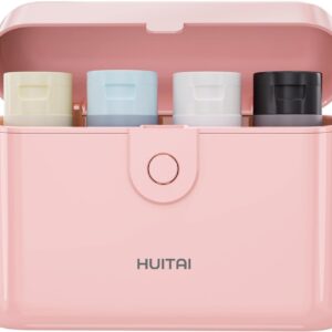 Travel Bottles with Case, 4x2oz TSA Approved, Leak-Proof, Press to Unlock, Compact & Portable Travel Toiletries (Pink)