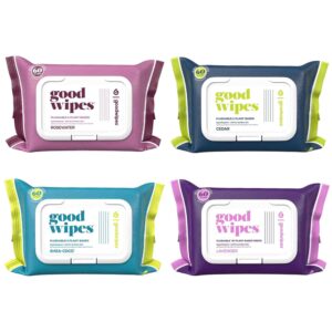 Goodwipes Flushable Butt Wipes Made with Vitamin E & Aloe - Soft & Gentle Wet Wipe Dispenser for Home Use, Septic & Sewer Safe - Largest Adult Toilet Towelettes - Variety Pack, 240 Count (4 Packs)