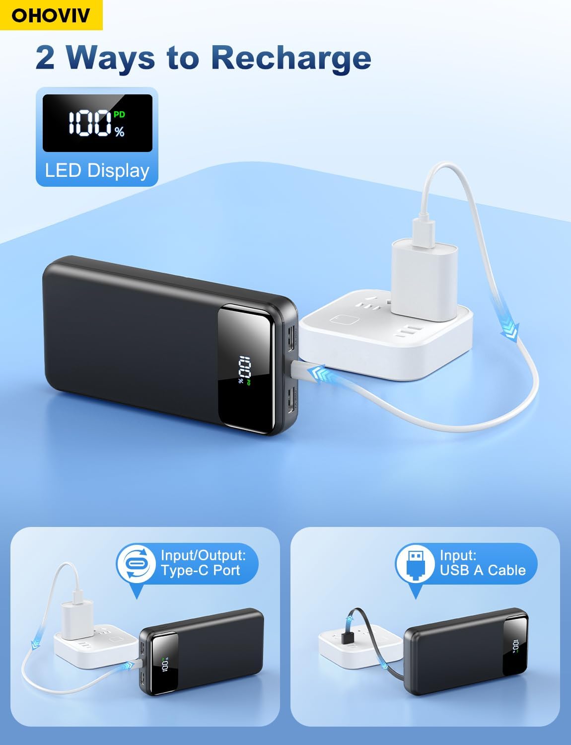Portable Charger Power Bank 50000mAh Battery Pack, 22.5W Fast Charging PowerBank with Built in Cables,Travel Essential USB-C Portable Phone Charger for iPhone Samsung Pixel Android iPad - Image 8