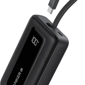 Anker Portable Charger, 10,000mAh 30W Power Bank, USB-C in and Out Fast Charging Battery Pack, Travel Essential Phone Power Bank, for iPhone 17/16, Galaxy and More (Black, 10000.00, Milliamp Hours)