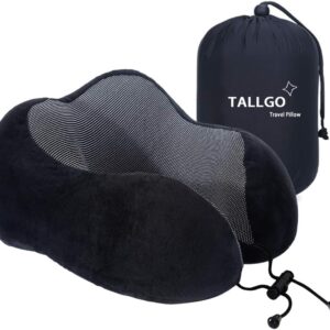 Travel Pillow, Best Memory Foam Neck Pillow Head Support Soft Pillow for Sleeping Rest, Airplane Car & Home Use (Black)