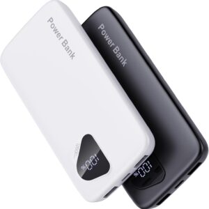 2026 2-Pack 12800mAh Portable Charger with Built in Cables, Travel Essential Battery Pack, 4 Outputs 2 Inputs Slim Power Bank with Cord Wires for iPhone 17/16/15/14, Samsung Galaxy S23/22, Pixel etc