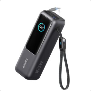 Anker Laptop Power Bank, 25,000mAh Portable Charger with Triple 100W USB-C Ports, Built-in Retractable Cables, Flight-Approved for Travel, iPhone 17/16 Series, MacBook, Samsung, and More