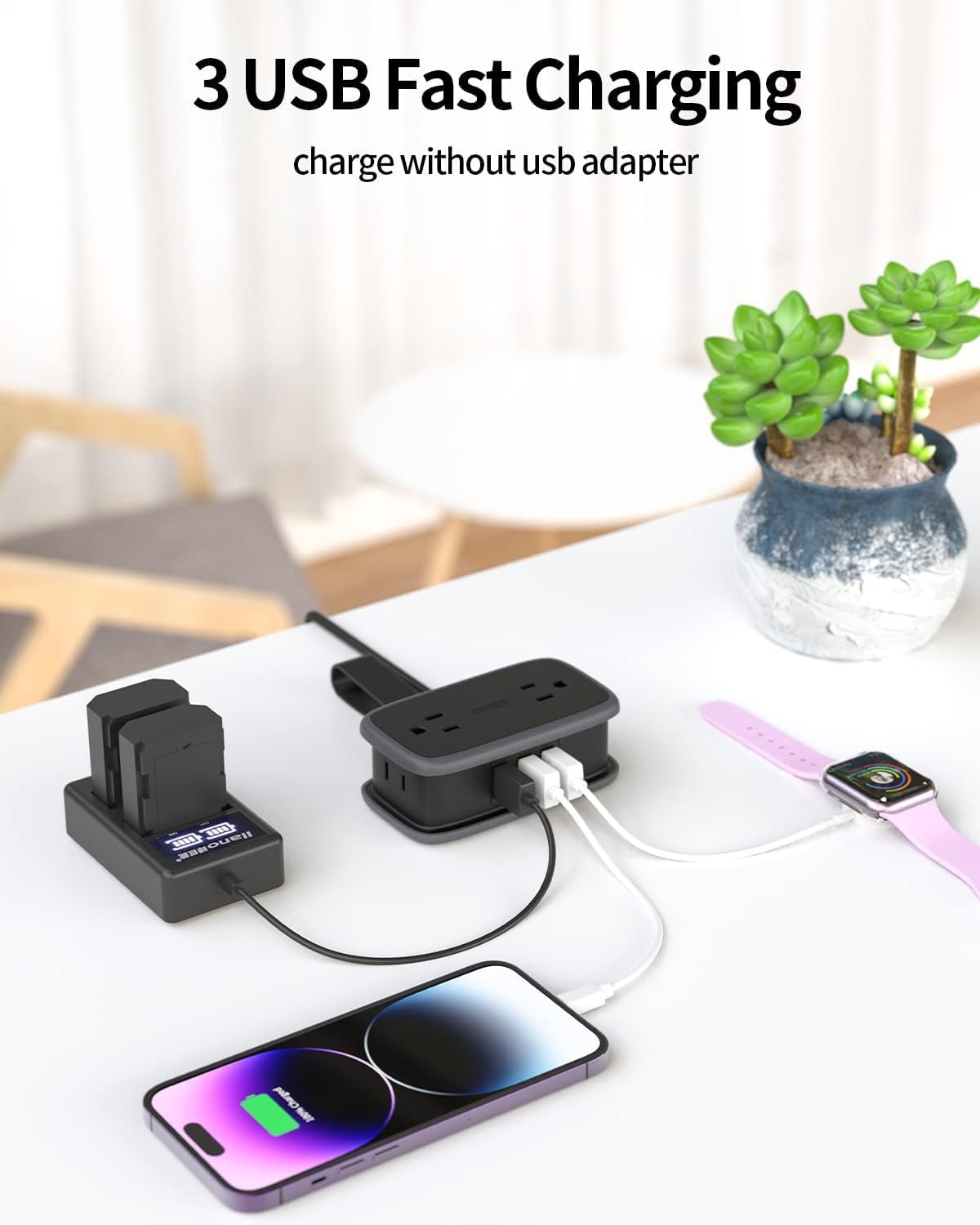 Travel Power Strip with USB Ports, NTONPOWER 4ft Flat Plug Wrapped Around Short Extension Cord with 4 Outlets 3 USB Ports, Compact for Cruise Travel Essential Hotel Home Office, Black - Image 5