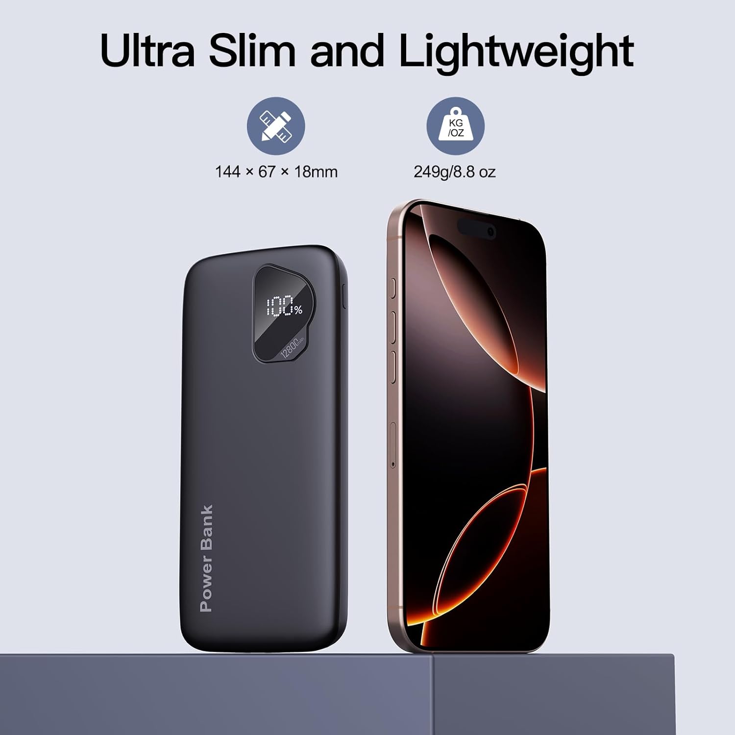 2026 2-Pack 12800mAh Portable Charger with Built in Cables, Travel Essential Battery Pack, 4 Outputs 2 Inputs Slim Power Bank with Cord Wires for iPhone 17/16/15/14, Samsung Galaxy S23/22, Pixel etc - Image 4