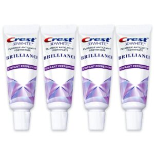 Crest 3D White Brilliance Toothpaste, Vibrant Peppermint, Travel Size 0.85 oz (24g) - Pack of 4