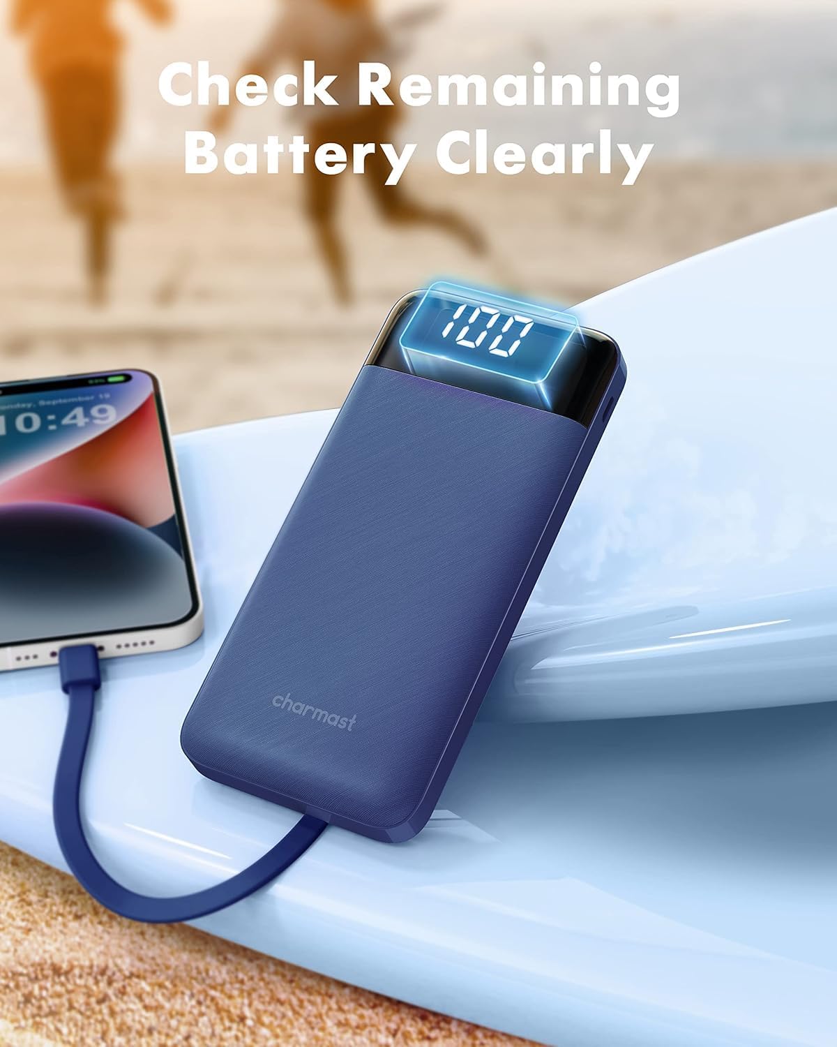 charmast Portable Charger with Built in Cables, Power Bank with Cords Wires, Slim 10000mAh Travel Battery Pack 6 Outputs 3 Inputs 3A Fast Charging for Samsung Google Pixel LG Moto iPhone iPad - Image 6