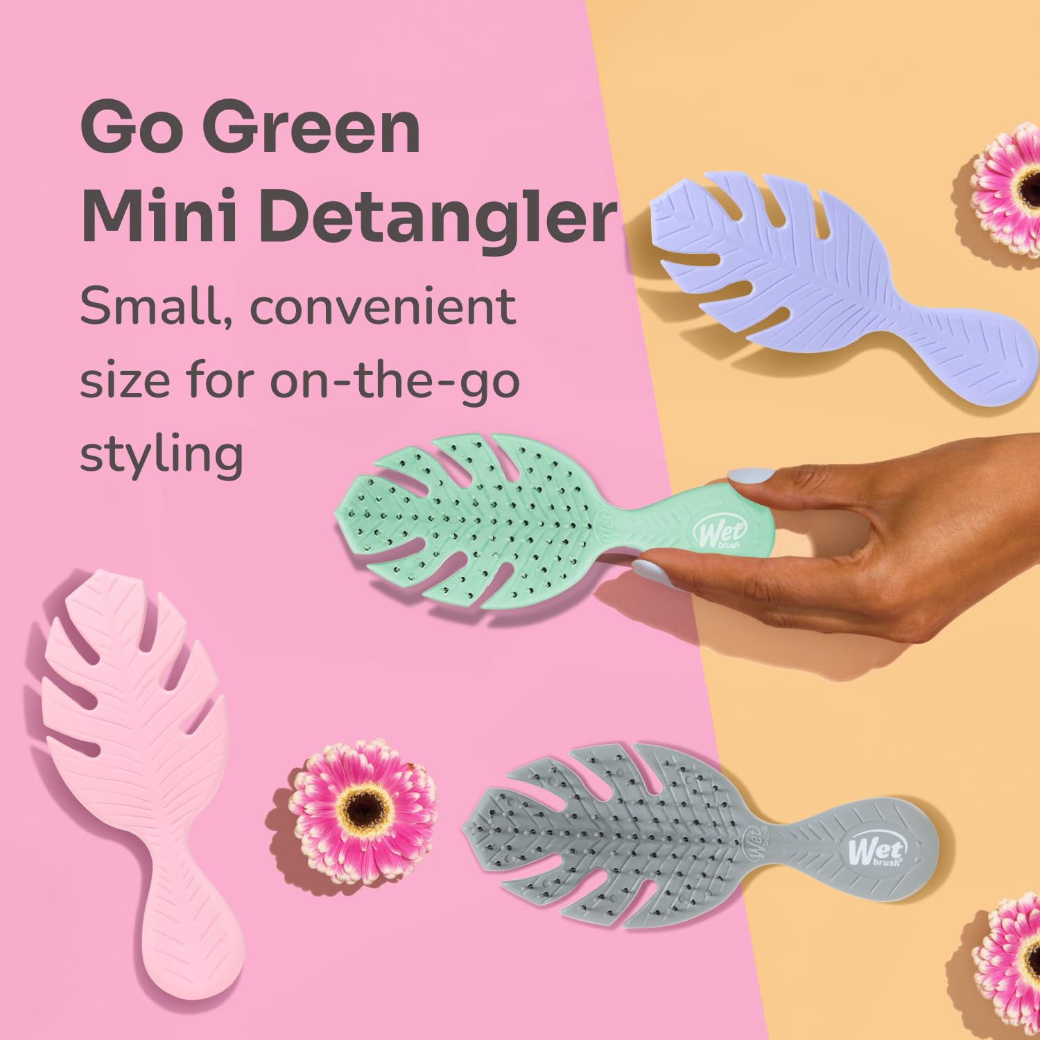 Wet Brush Go Green Mini Detangler, Green - Detangling Travel Hair Brush - Ultra-Soft IntelliFlex Bristles Glide Through Tangles & Gently Loosens Knots While Minimizing Pain, Split Ends & Breakage - Image 10