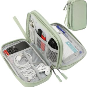 Cord Organizer Travrel Bag, Electronic Organizer Travel Case, Water Resistant Cable Organizer Pouch for Cable, Cord, USB, Charger, Phone, Power Bank, Earphone (Mint Green, Medium)