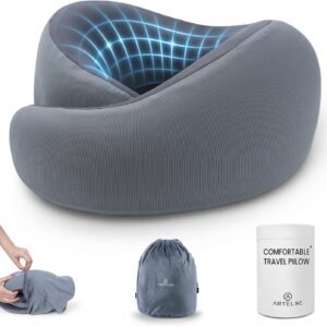 Neck Travel Pillow - Memory Foam Travel Pillow for Airplane, Washable Comfortable Breathable Cover, 360 Degree Support Ergonomic Design Best for Travel, Flight, Train, Sleeping