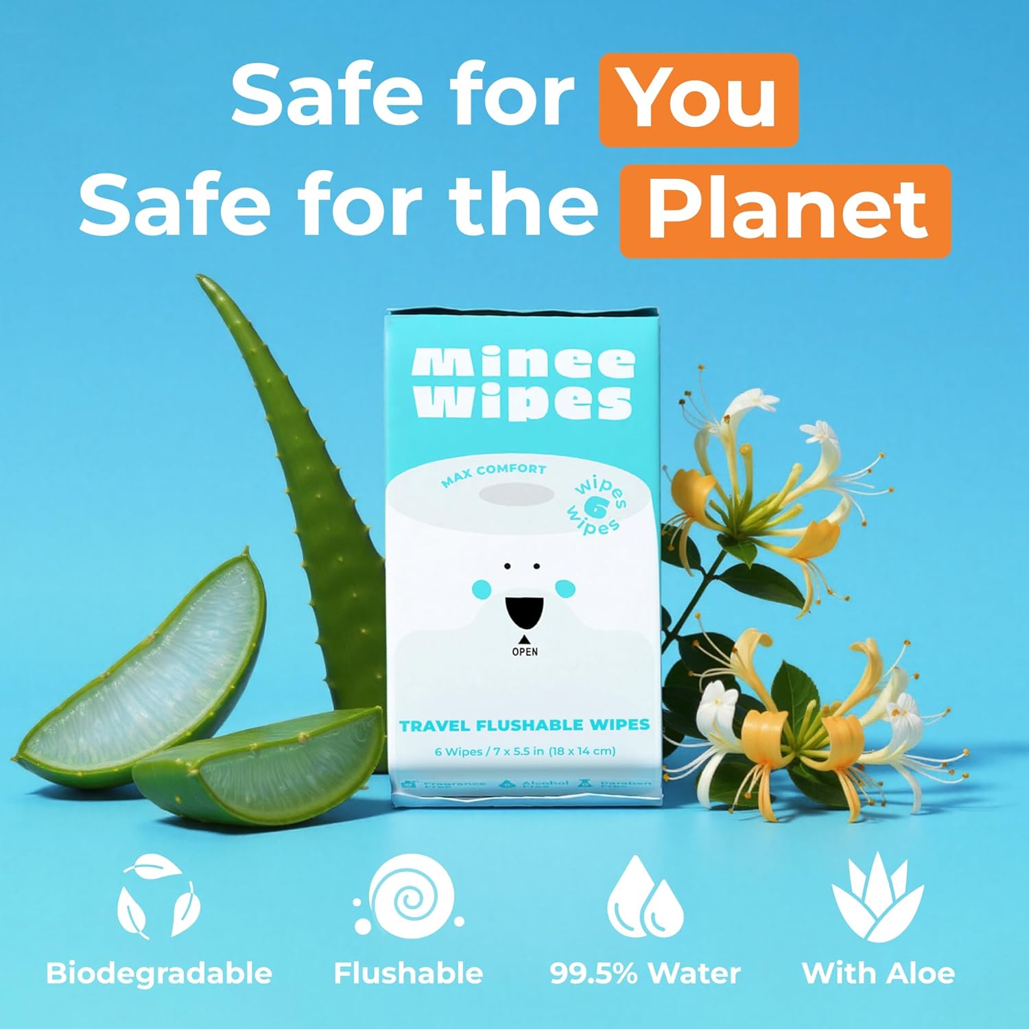 Impossibly Compact Travel Flushable Wipes - 99.5% Water and Aloe - Safe for Sensitive Skin, Hypoallergenic & Unscented - Travel Essentials for Adults, Kids & Baby Care - 8 Pack Total 48 Wipes - Image 7