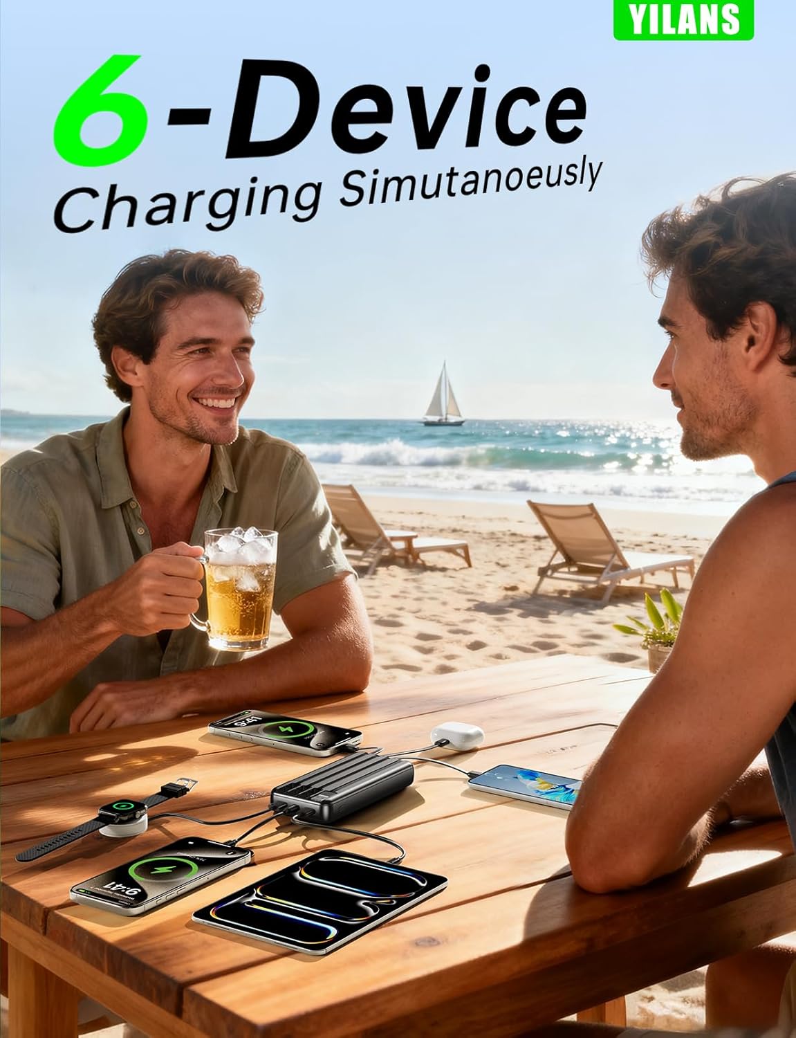 Portable Charger,50000mAh Power Bank Built-in Cable, 22.5W PD USB C In & Out Fast Charging, External Battery Pack with 6 Output & 2 Input, Travel Camping Essential for iPhone 17/16/15/14/13/12,Android - Image 3