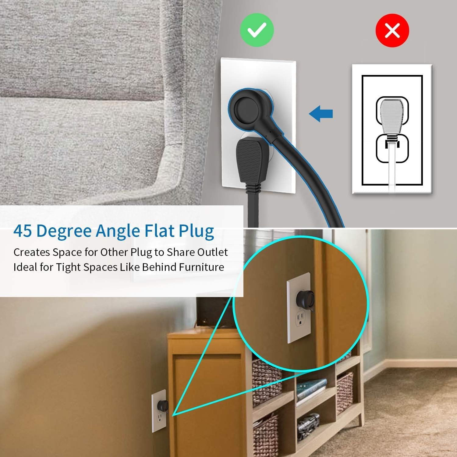 Travel Power Strip with USB Ports, NTONPOWER 4ft Flat Plug Wrapped Around Short Extension Cord with 4 Outlets 3 USB Ports, Compact for Cruise Travel Essential Hotel Home Office, Black - Image 6