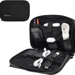 Pelican Electronic Organizer Travel Case - Portable Storage Bag with Multiple Storage Mesh Pockets for Cables, Chargers, Power Bank, AirPods - Black
