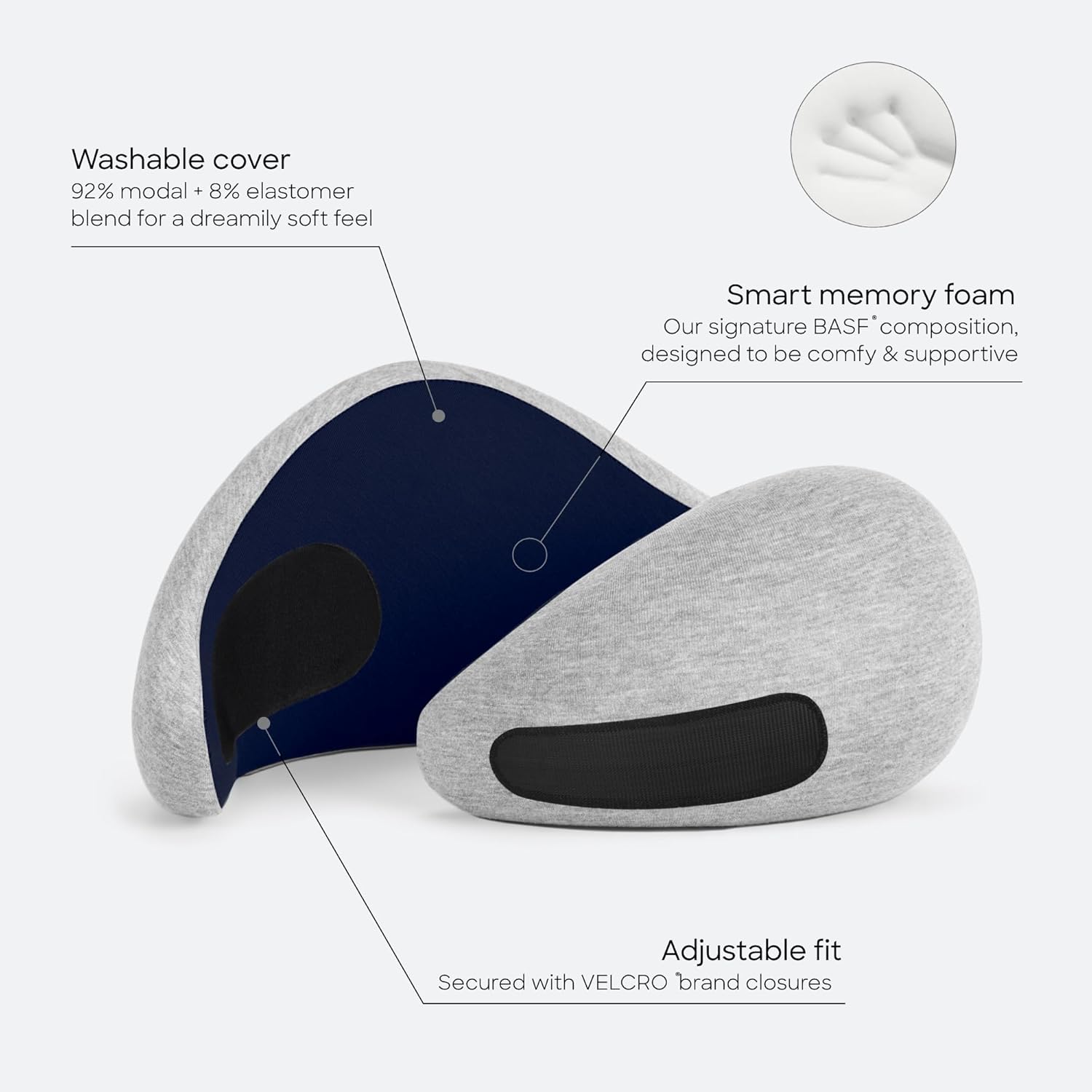 Ostrichpillow Go Neck Pillow, Travel Pillows for Airplanes, Premium Memory Foam Travel Pillow, 360º Ergonomic Design, Asymmetrical Sides, Travel Bag Included, Washable Modal Cover - Image 4