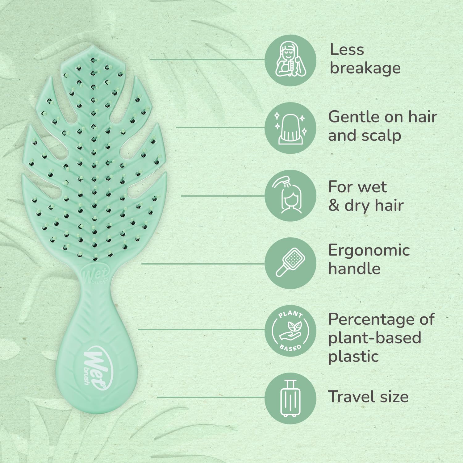 Wet Brush Go Green Mini Detangler, Green - Detangling Travel Hair Brush - Ultra-Soft IntelliFlex Bristles Glide Through Tangles & Gently Loosens Knots While Minimizing Pain, Split Ends & Breakage - Image 4