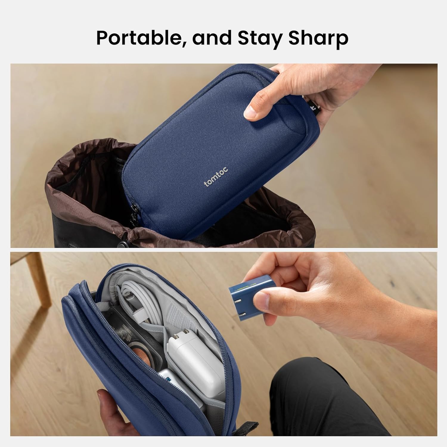 tomtoc Electronic Organizer Travel Case, Water Resistant Dual Compartment Tech Pouch Cable Organization Storage Bag for Charger, Cord, Phone, Hard Drive, Power Bank, Accessories Travel Essentials - Image 10