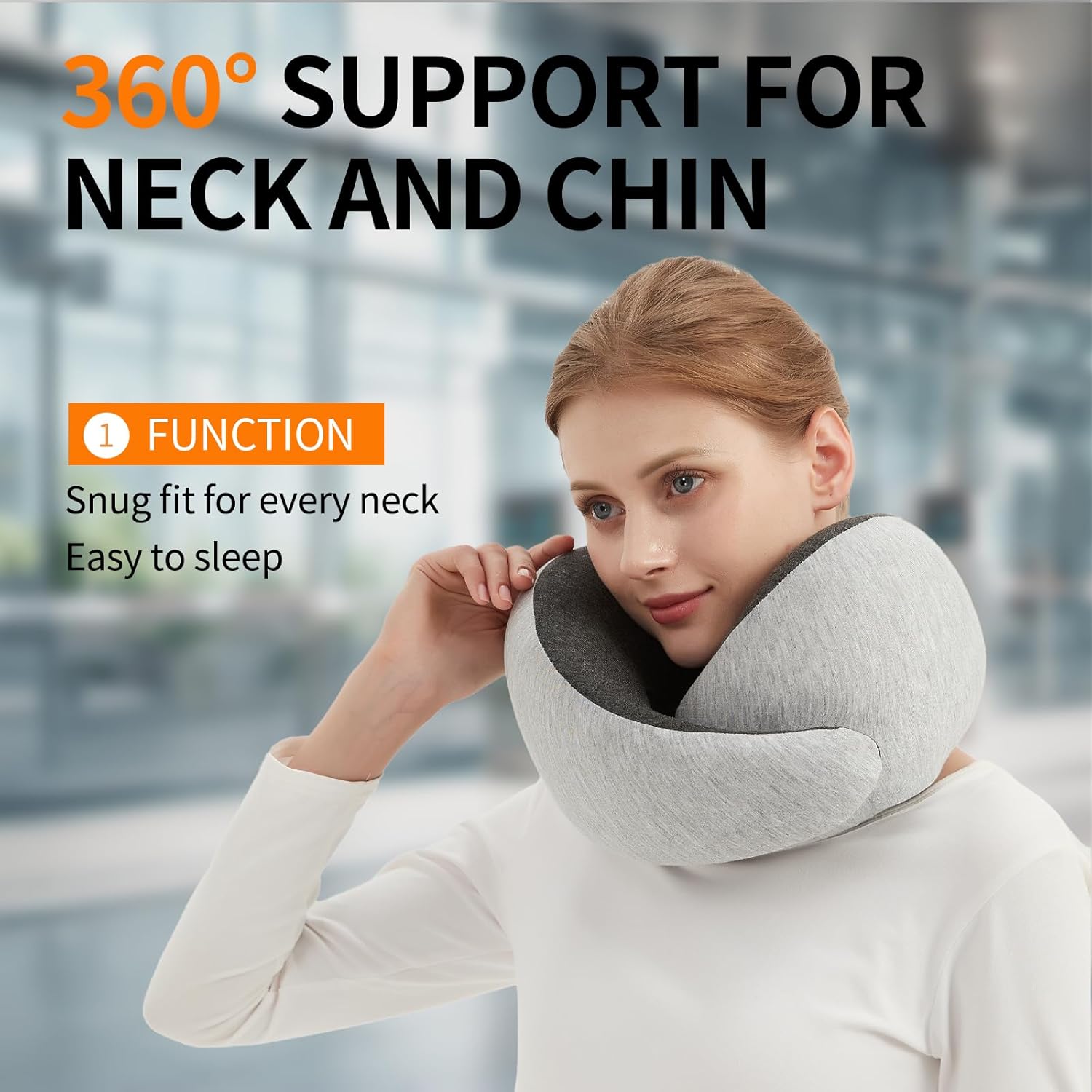 Travel Neck Pillow Airplane, Memory Foam Travel Pillows for Comfort on Sleeper Hold Compact and Ergonomic Design for Traveling Car Rides Home Road Trip Essentials for Adults and Kids (Grey) - Image 5