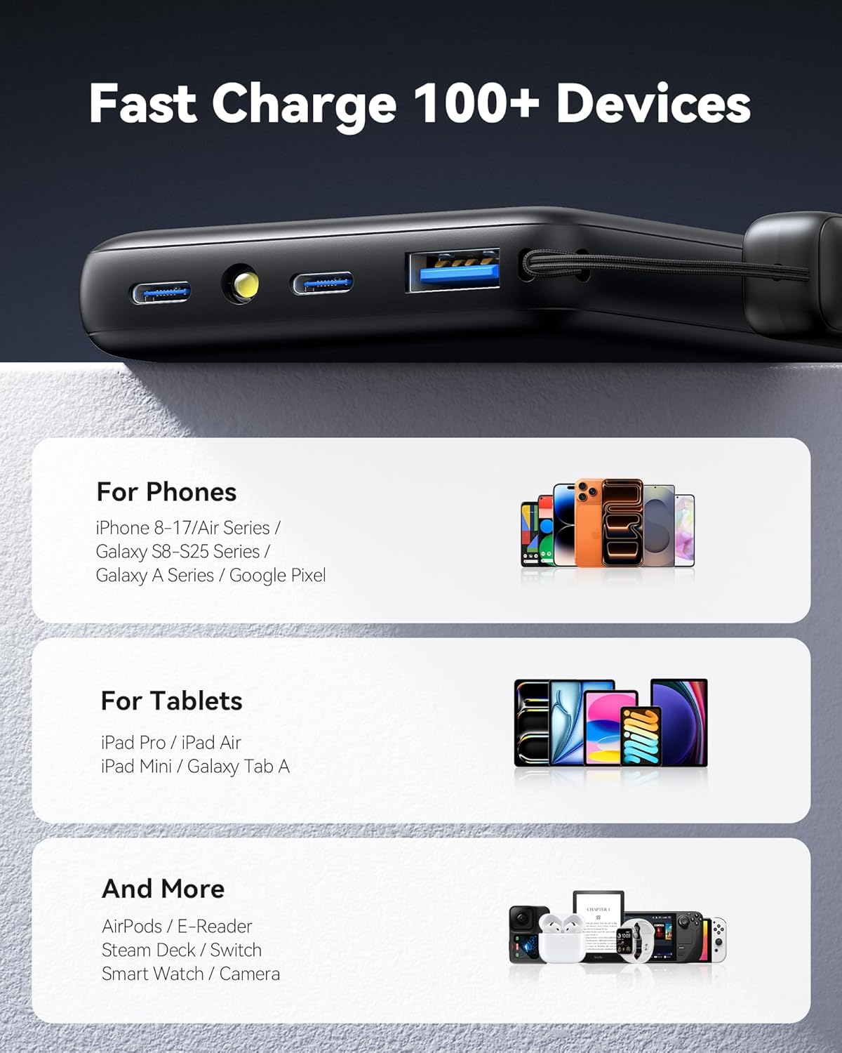 INIU Portable Charger, Ultra Slim 45W Fast Charging with Attached USB C Cable, Flight-Safe 10000mAh PD Power Bank Battery Pack, Travel Essential Phone Powerbank for iPhone 17 16 Samsung S25 Google etc - Image 6