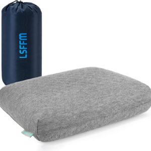 Travel & Camping Memory Foam Pillow, Travel Essentials, Hammock Pillows with Double-Layered Pillow Cover, Easy to Clean, Compact Travel Pillows for Sleeping (Grey)
