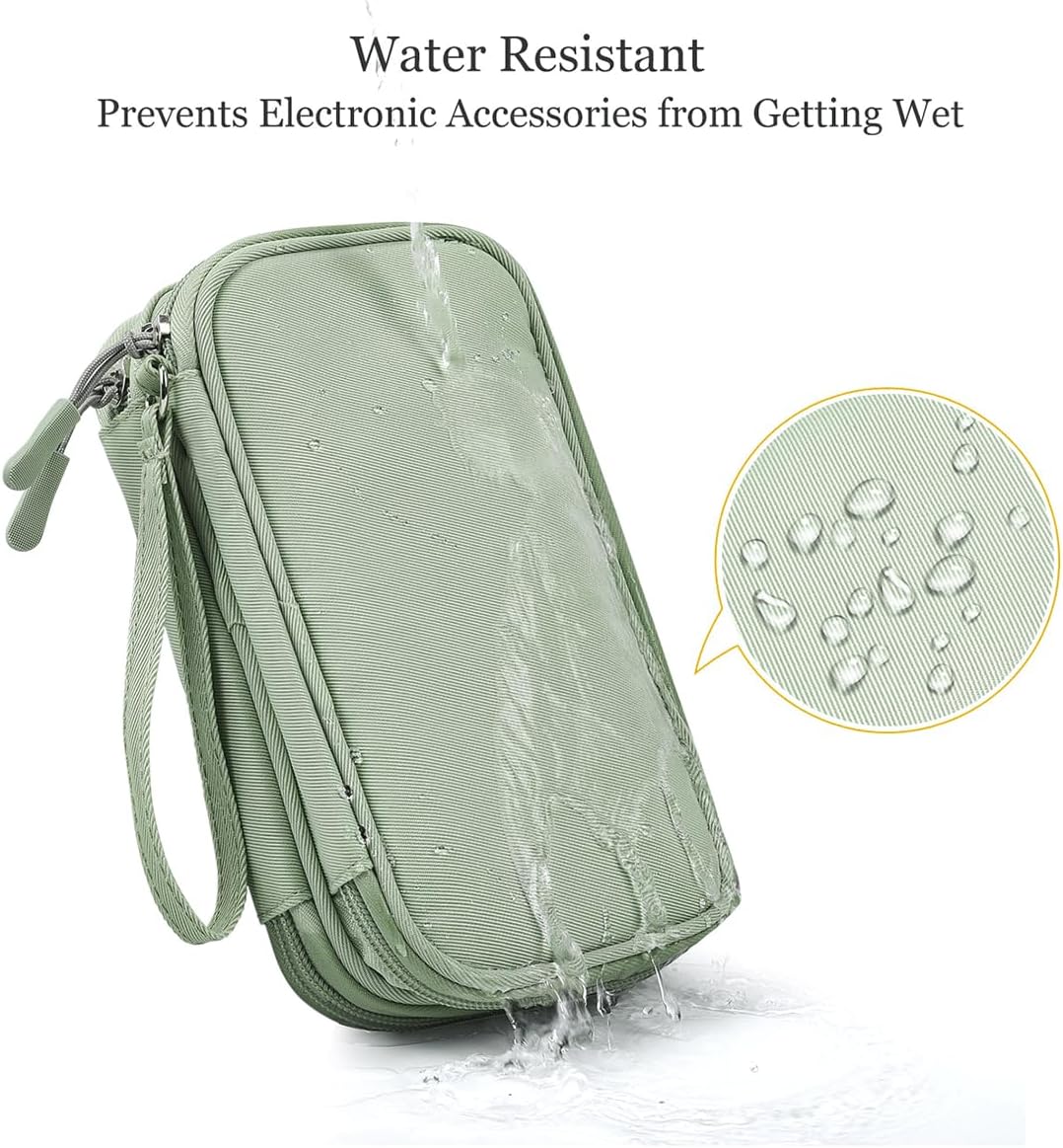 Cord Organizer Travrel Bag, Electronic Organizer Travel Case, Water Resistant Cable Organizer Pouch for Cable, Cord, USB, Charger, Phone, Power Bank, Earphone (Mint Green, Medium) - Image 4