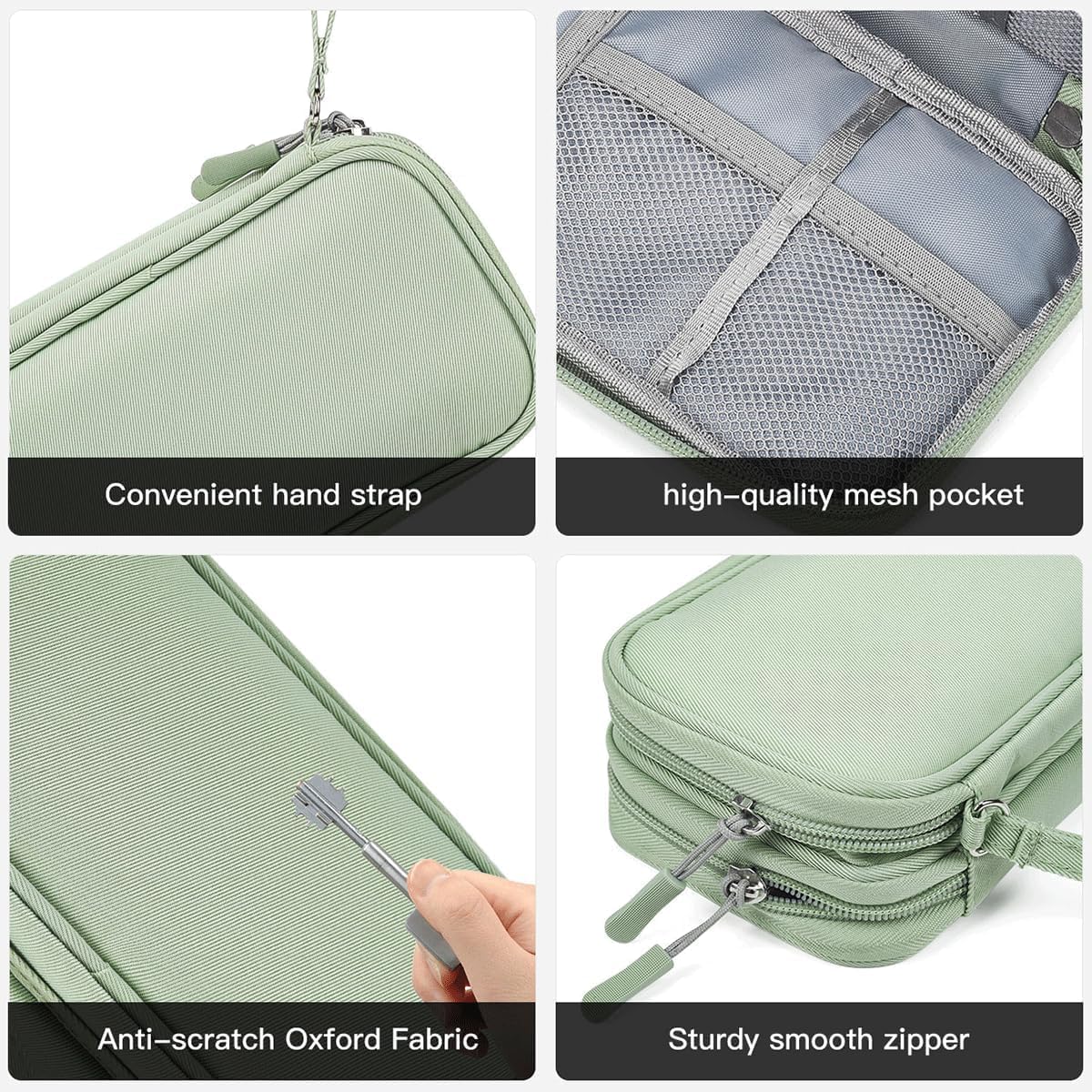 Cord Organizer Travrel Bag, Electronic Organizer Travel Case, Water Resistant Cable Organizer Pouch for Cable, Cord, USB, Charger, Phone, Power Bank, Earphone (Mint Green, Medium) - Image 6