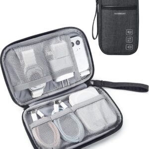 BAGSMART Cord Organizer Travel Cable Organizer Bag Tech Electronic Organizer Travel Case, Travel Essentials for Charger, Cable, Phone, Flash drive, Single Layer - Black