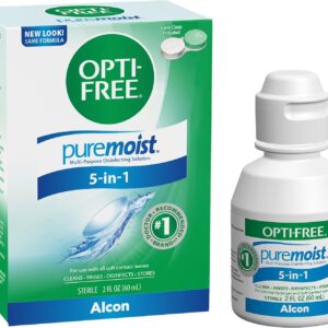 Opti-Free Puremoist Multi-Purpose Contact Lens Cleaning and Disinfecting Solution with Lens Case, 2 Fl Oz (Pack of 1)