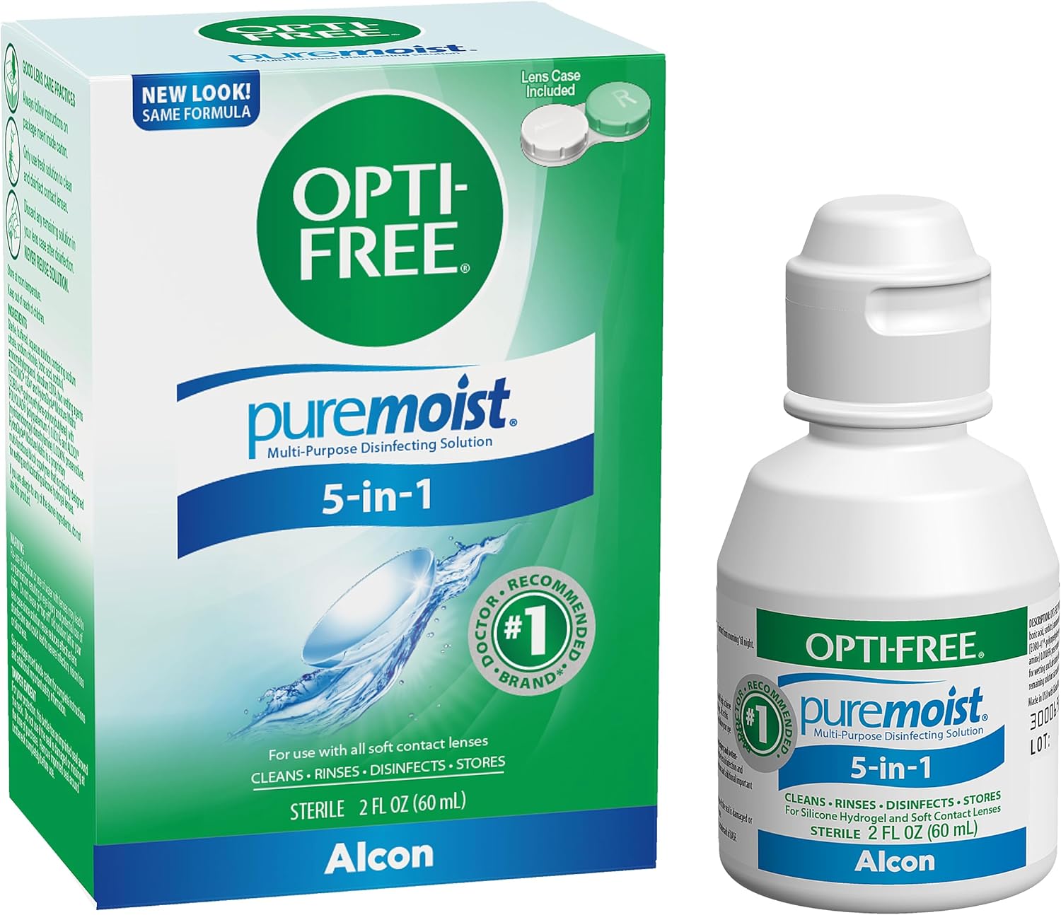 Opti-Free Puremoist Multi-Purpose Contact Lens Cleaning and Disinfecting Solution with Lens Case, 2 Fl Oz (Pack of 1)